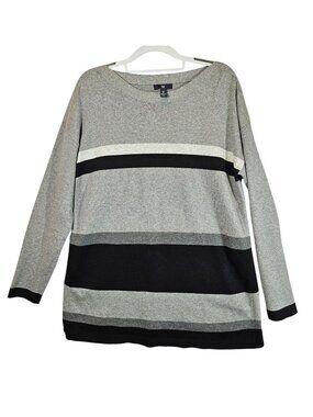 Gap sweater Sweater Mens L Grey Black stretch striped Career Office warm beach